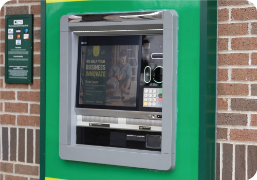 CSB ATM screen displaying business banking services